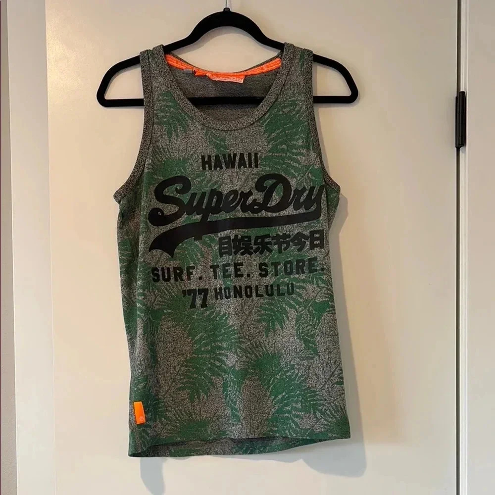 SuperDry Green Graphic Tank Top for Men